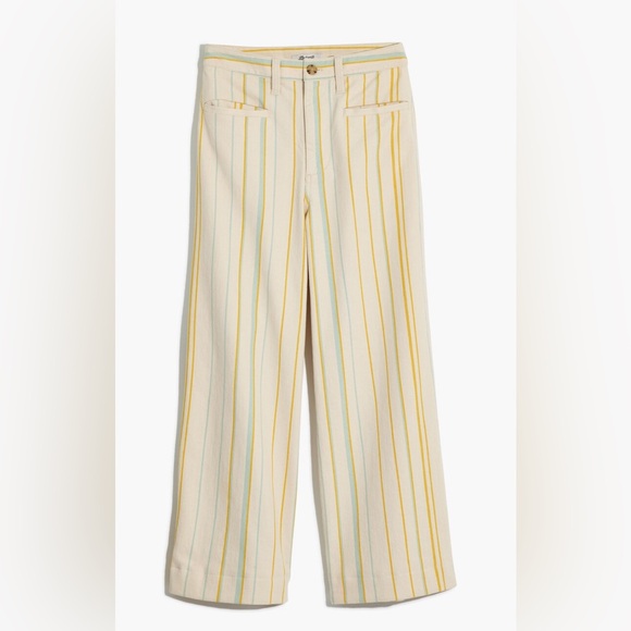Madewell Emmett Wide Leg Crop Pants in Stripe - Picture 2 of 5